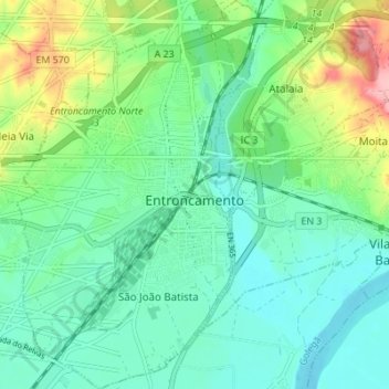 Entroncamento topographic map, elevation, terrain