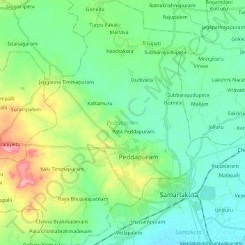 East Godavari topographic map, elevation, terrain