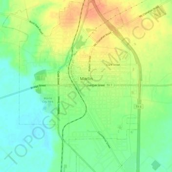 Marlin topographic map, elevation, terrain