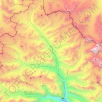 Saraswati topographic map, elevation, terrain
