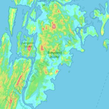Baratang Island topographic map, elevation, terrain