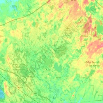 Carver topographic map, elevation, terrain