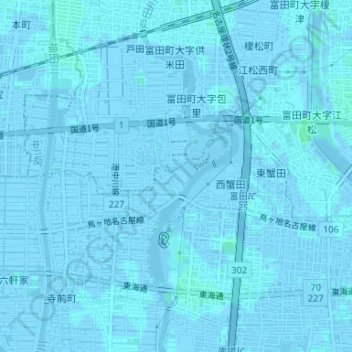 戸田川緑地 topographic map, elevation, terrain