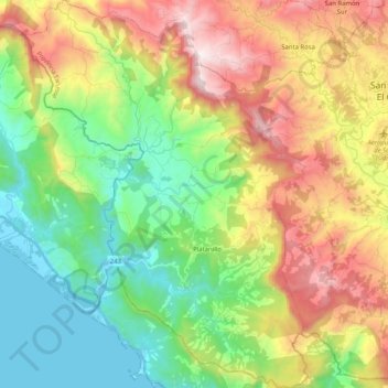 Barú topographic map, elevation, terrain