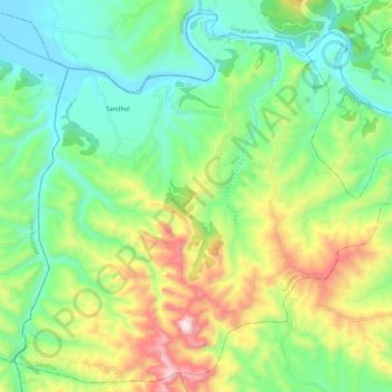 Sandhol topographic map, elevation, terrain