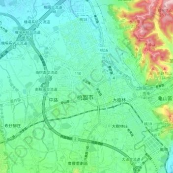 Taoyuan District topographic map, elevation, terrain