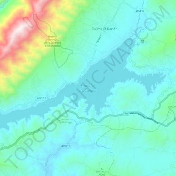 Embalse de Calima topographic map, elevation, terrain