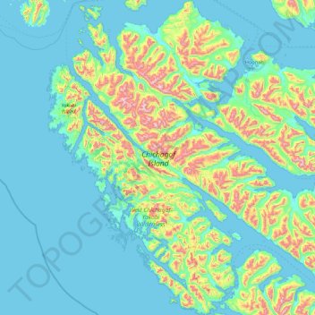 Chichagof Island topographic map, elevation, terrain