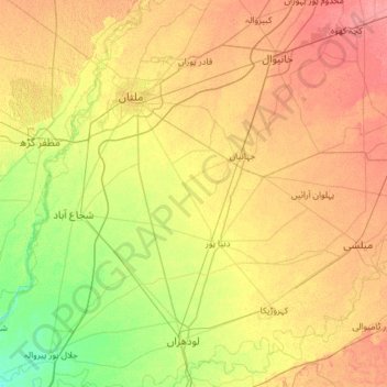 Multan District topographic map, elevation, terrain