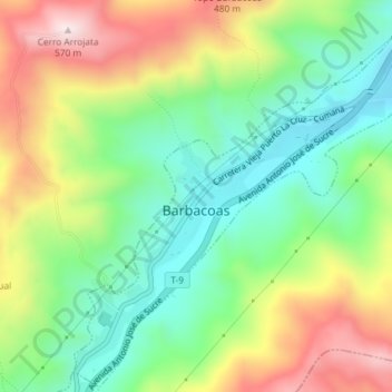 Barbacoas topographic map, elevation, terrain