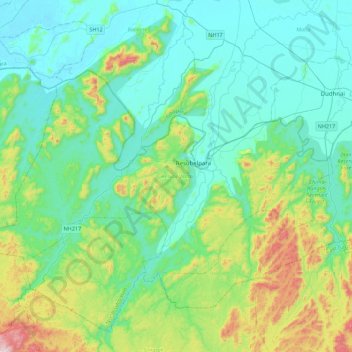 Resubelpara topographic map, elevation, terrain