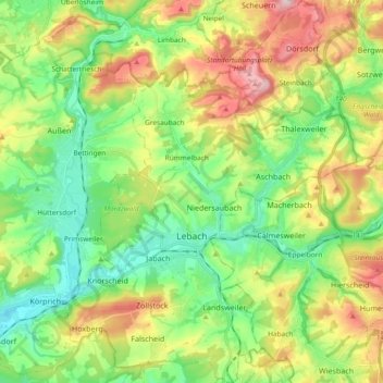 Lebach topographic map, elevation, terrain