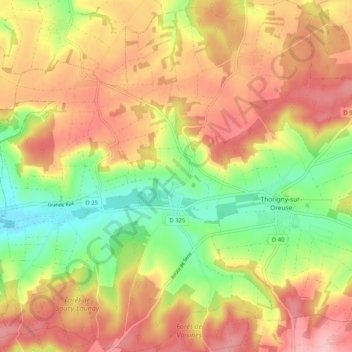 Fleurigny topographic map, elevation, terrain