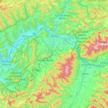 Bezirk Sillein topographic map, elevation, terrain