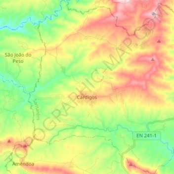 Cardigos topographic map, elevation, terrain