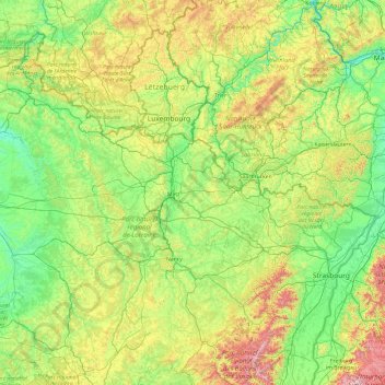 La Moselle topographic map, elevation, terrain