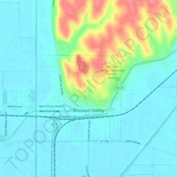 Missouri Valley topographic map, elevation, terrain