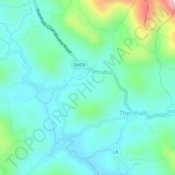 Therthally topographic map, elevation, terrain