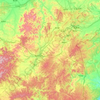 Mudanjiang City topographic map, elevation, terrain
