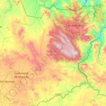 Cadereyta de Montes topographic map, elevation, terrain