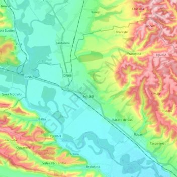 Filiasi topographic map, elevation, terrain