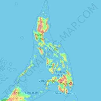 Philippinen topographic map, elevation, terrain