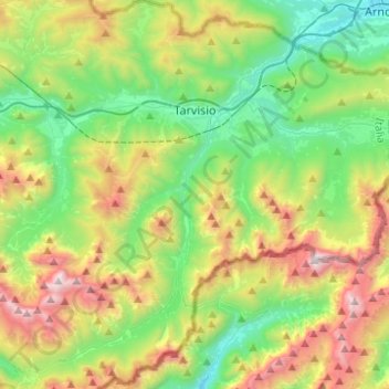 Tarvisio topographic map, elevation, terrain