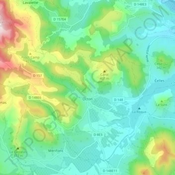 Octon topographic map, elevation, terrain