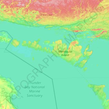 Manitoulin District topographic map, elevation, terrain