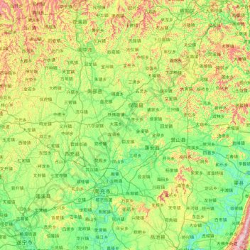 Nanchong topographic map, elevation, terrain