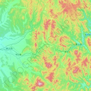 Tieli City topographic map, elevation, terrain
