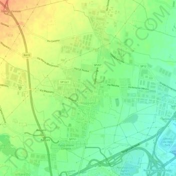 Mappano topographic map, elevation, terrain