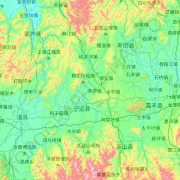 Ningyuan County topographic map, elevation, terrain