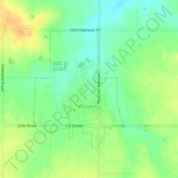 Waverly topographic map, elevation, terrain