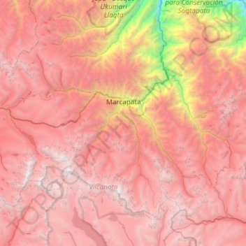 Marcapata topographic map, elevation, terrain