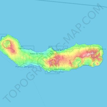 Ilha de São Miguel topographic map, elevation, terrain