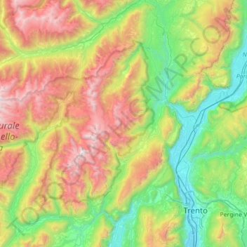 Dolomiti di Brenta topographic map, elevation, terrain
