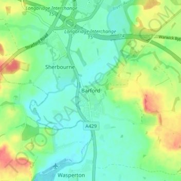 Barford topographic map, elevation, terrain