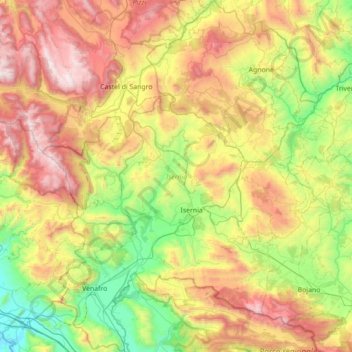 Isernia topographic map, elevation, terrain