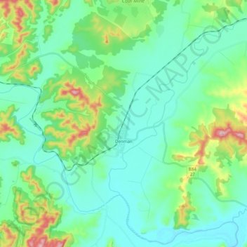 Denman topographic map, elevation, terrain