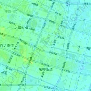 东柳街道 topographic map, elevation, terrain