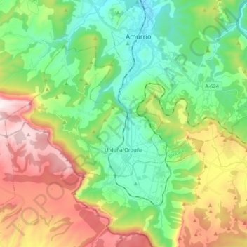 Urduña / Orduña topographic map, elevation, terrain