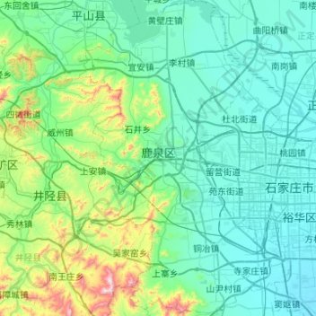 Luquan District topographic map, elevation, terrain