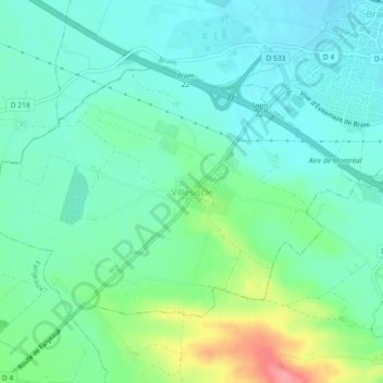 Villesiscle topographic map, elevation, terrain