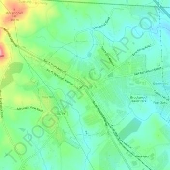 Landrum topographic map, elevation, terrain