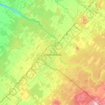 Drummondville topographic map, elevation, terrain