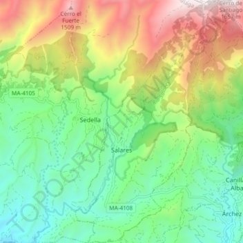 Salares topographic map, elevation, terrain