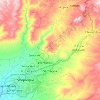Samegua topographic map, elevation, terrain