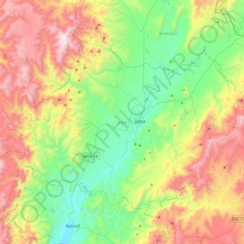 Jalpa topographic map, elevation, terrain
