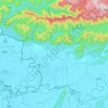 Katigora topographic map, elevation, terrain
